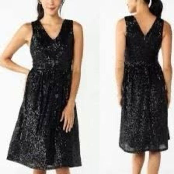Draper James RSVP Women's 6 All Over Sequin Mini Dress Black Sparkle Cocktail - Picture 1 of 13